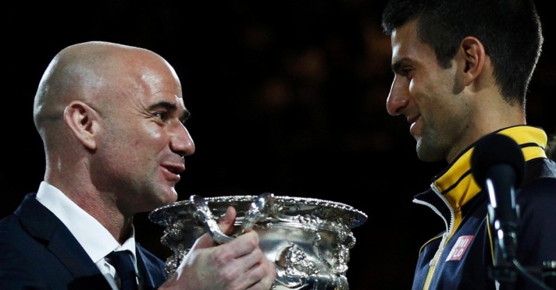 Novak Djokovic and Andre Agassi