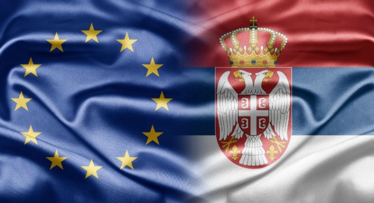 Serbia and EU flag